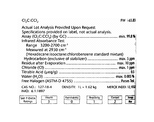 Tetrachloroethylene, ULTRA RESI-ANALYZED (perchlor