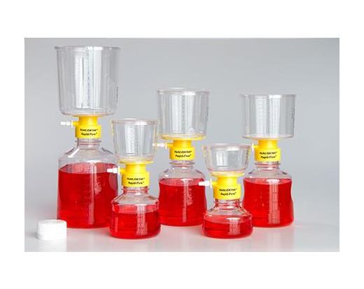 NALGENE 122 Tissue Culture Filter Units – 115mL Capacity, low-profile polystyrene housing; SFCA